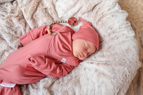 Dusty Rose baby knot gown set